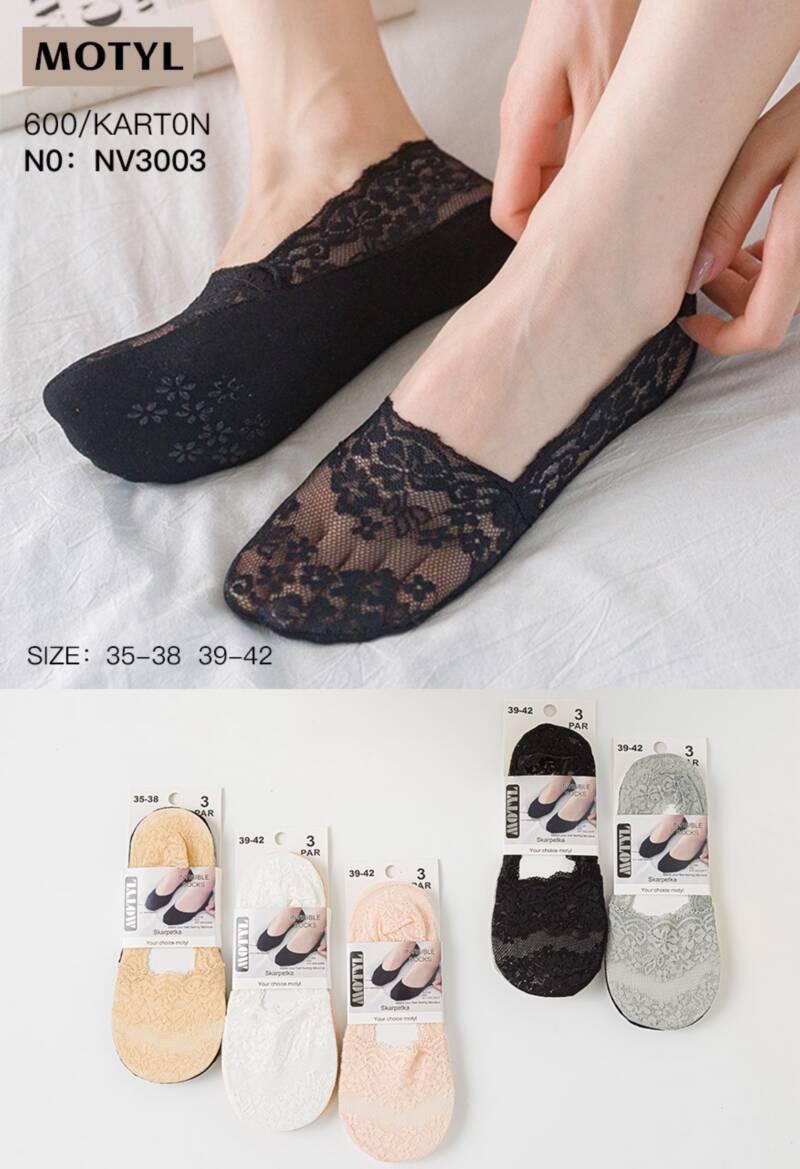 Stopki damskie Roz 35-42, Mix kolor Paczka 40 szt
